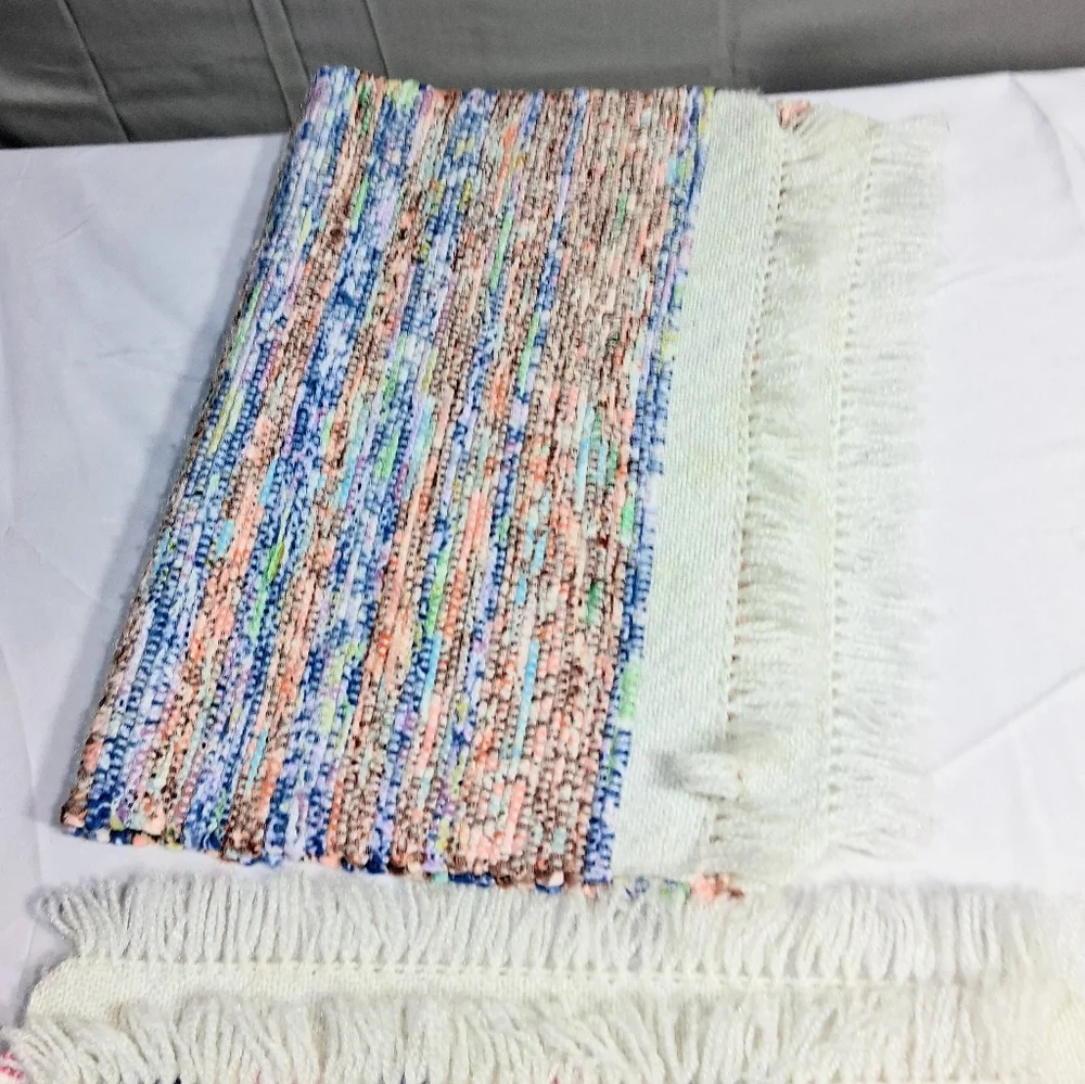 Set Of 4 Cottagecore Cotton Handwoven 12" X 18" Vintage Frilly Placemats - Picture 2 of 12